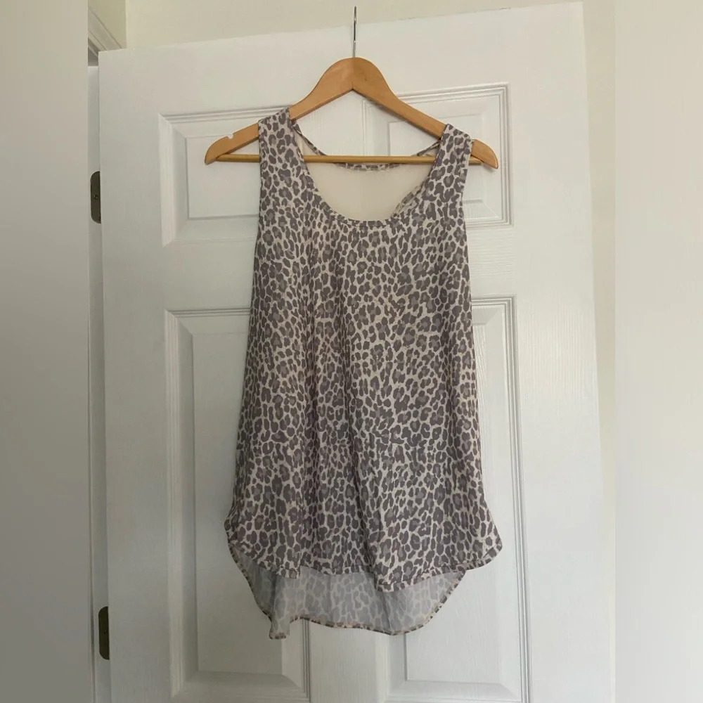 NWT Calme Johnny Was Effect Draped Racer Back Tank 2XL leopard printt